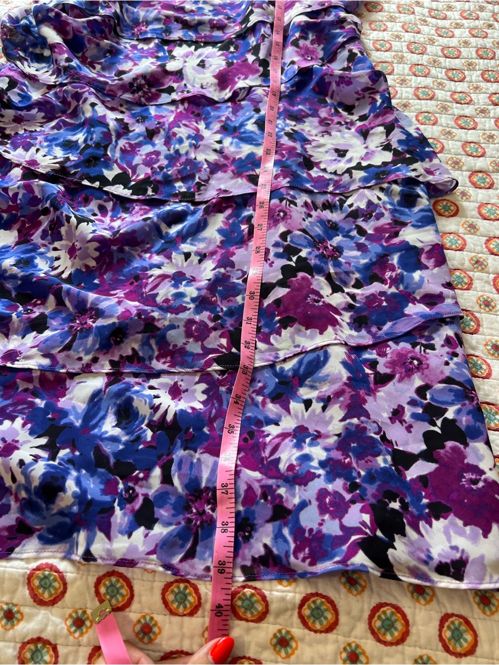 Chaps Purple Floral Tiered Midi Dress - Picture 7 of 7
